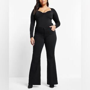 Low Rise Rinse Black '70s Flare Jeans black pants size 12 express
